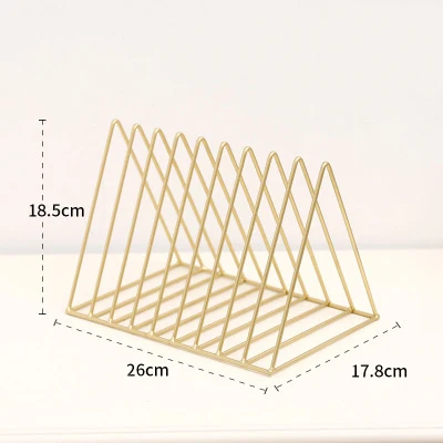 Домашний офис металлическая железная стойка для хранения настольная книга журнал Органайзер держатель для книжных полок современное художественное геометрическое украшение - Цвет: L Gold