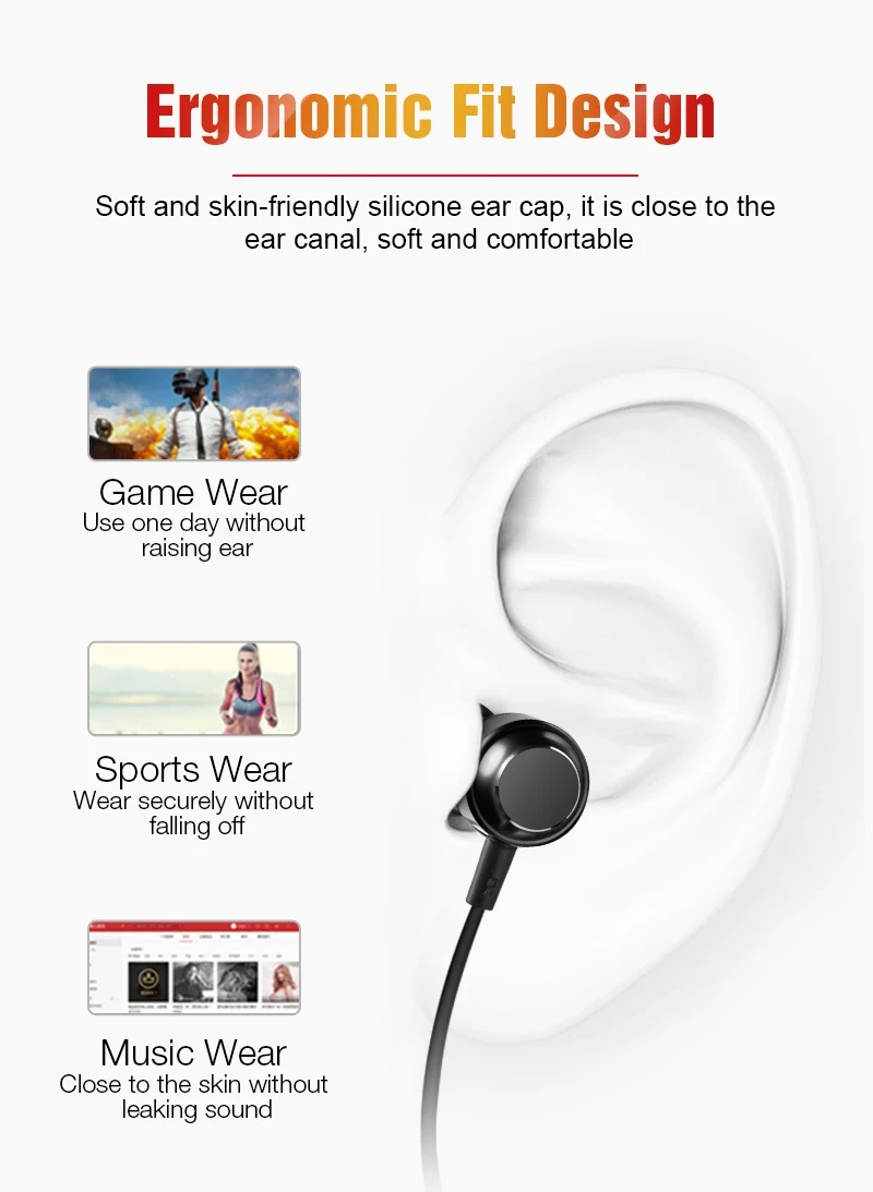 Hisomone Magnetic Wired Earbuds Headphones 3.5MM Metal In-Ear Headset HIFI Sport Earphones With Mic Stereo For iPhone Xiaomi