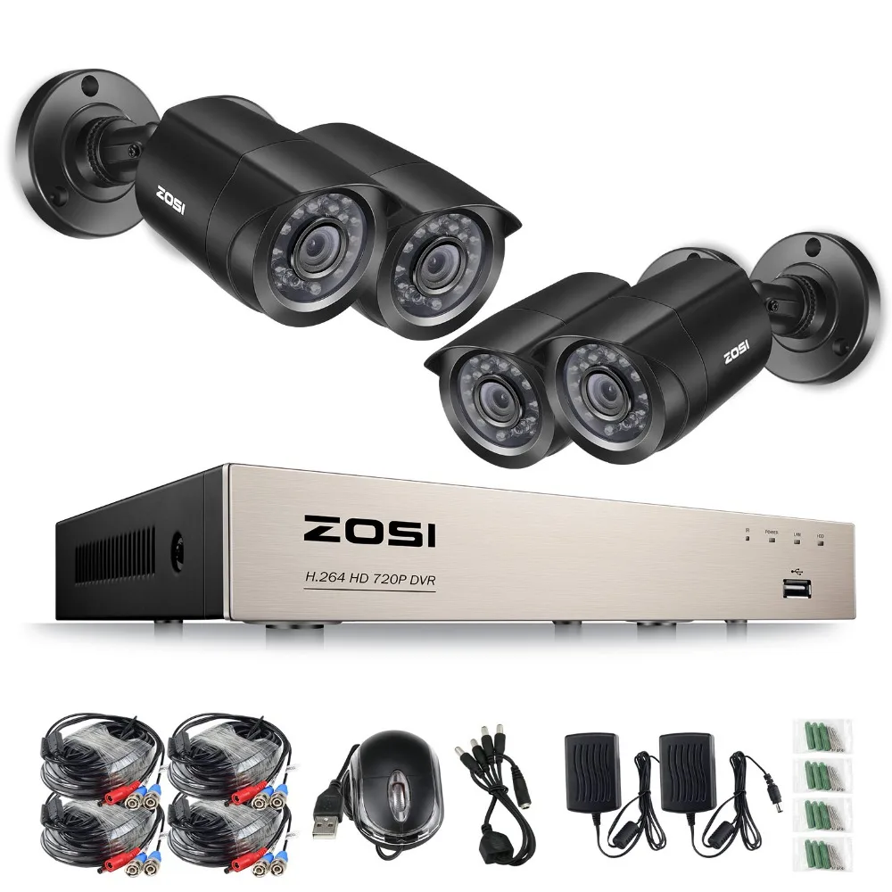 

ZOSI 8CH HD-TVI 1080N Video DVR 4x Outdoor Indoor 720P Waterproof 1280TVL High Resolution Security Surveillance Camera System