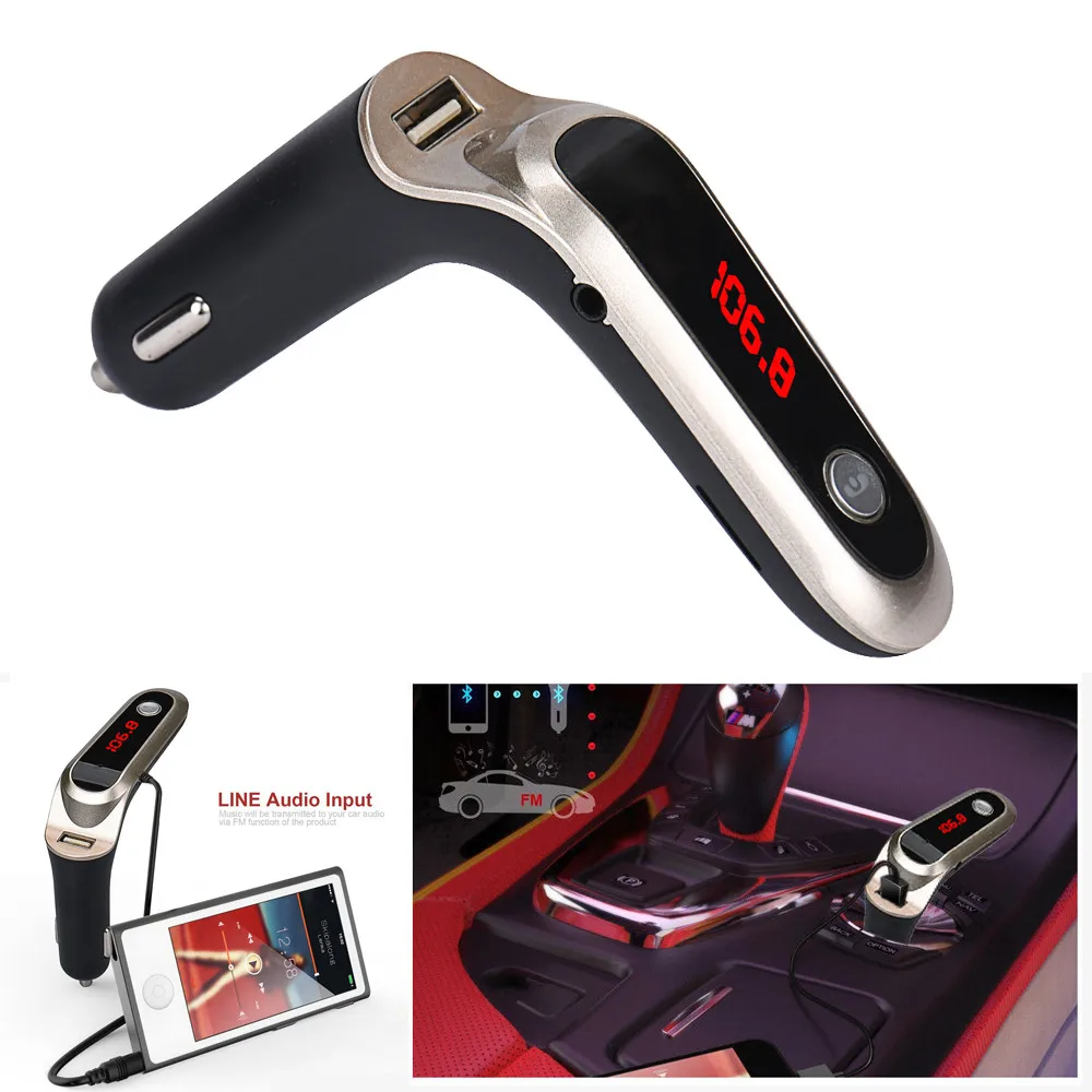 

Car-Styling Hot Selling Bluetooth Car Kit Handsfree FM Transmitter Radio MP3 Player USB Charger AUX Car Accessories