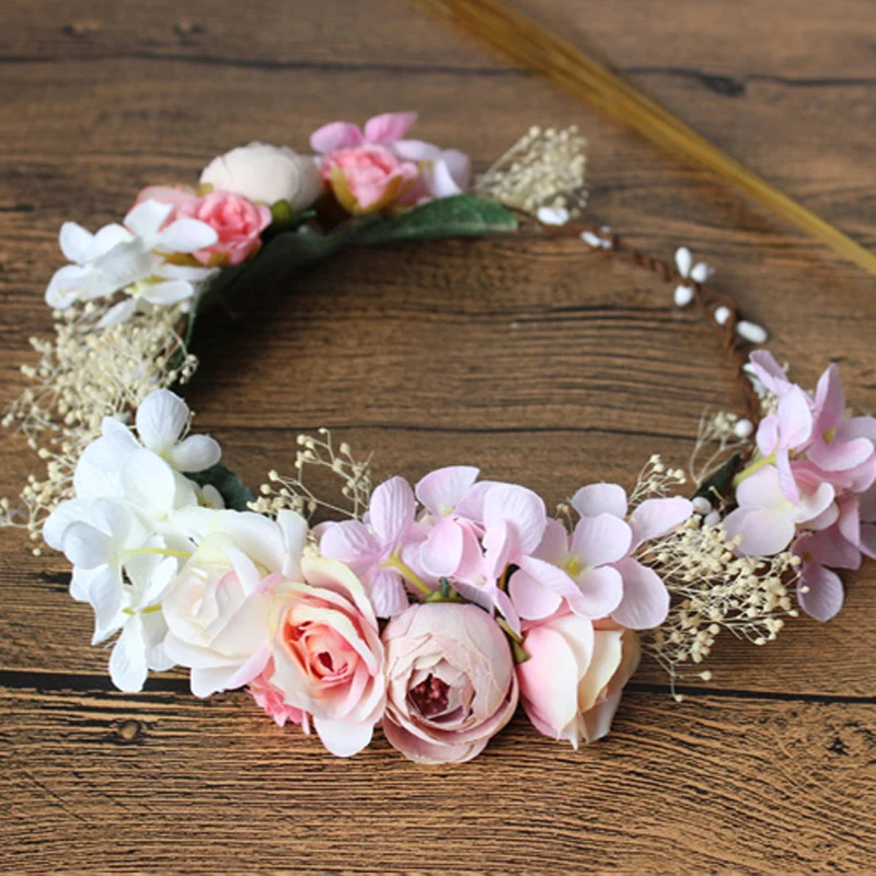 New arrival romantic flower head garland Wreath hairwear bridal girl