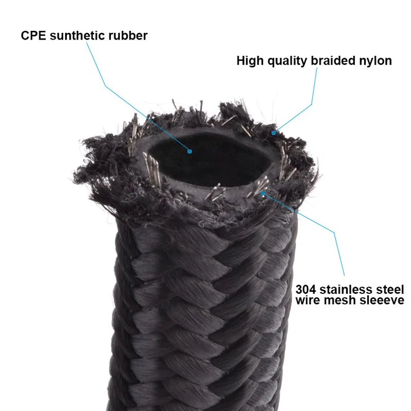 AN6 плетеные тефлоновые масло Топливный шланг нефтяной бензин шланг тормозной магистрали для гоночный мотоцикл тефлоновой 3 meter/set