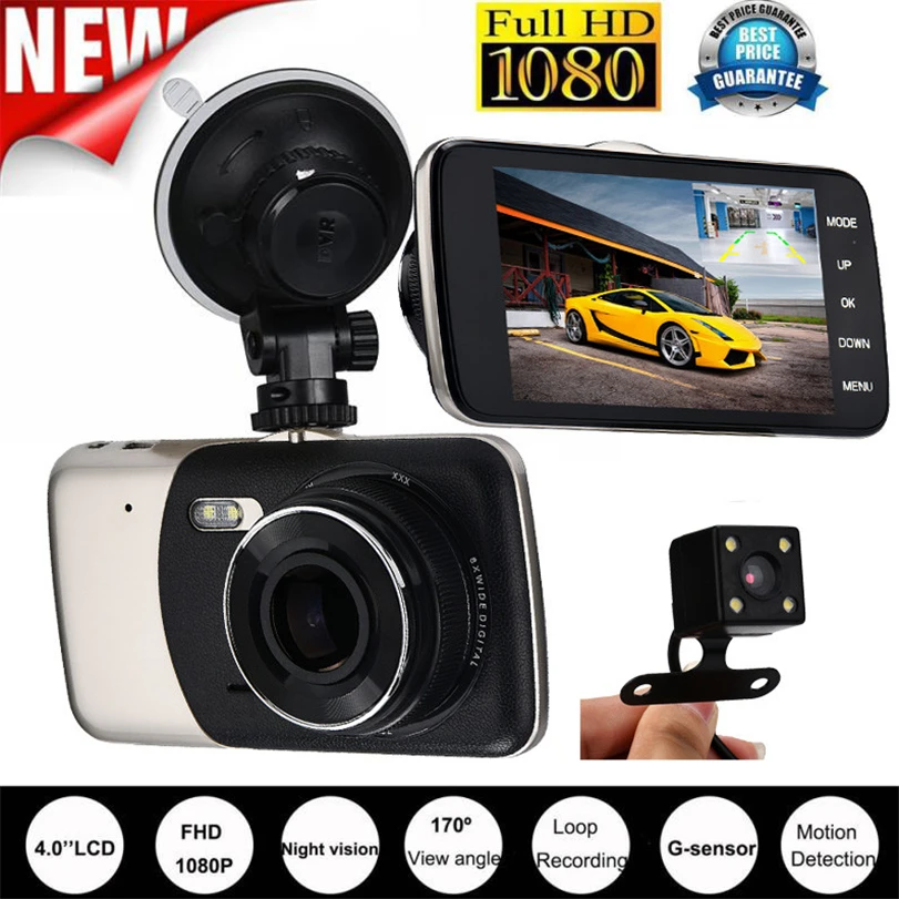 

4" IPS HD 1080P Car Dual Lens Camera DVR Video Recorder Rear Dash Cam G-sensor Futural Digital JULL17