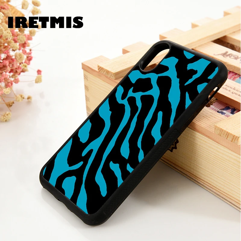 Iretmis 5 5S SE 6 6S Мягкий ТПУ силиконовый резиновый чехол для телефона чехол для iPhone 7 8 plus X Xs 11 Pro Max XR Zebra Print Blue Snap On