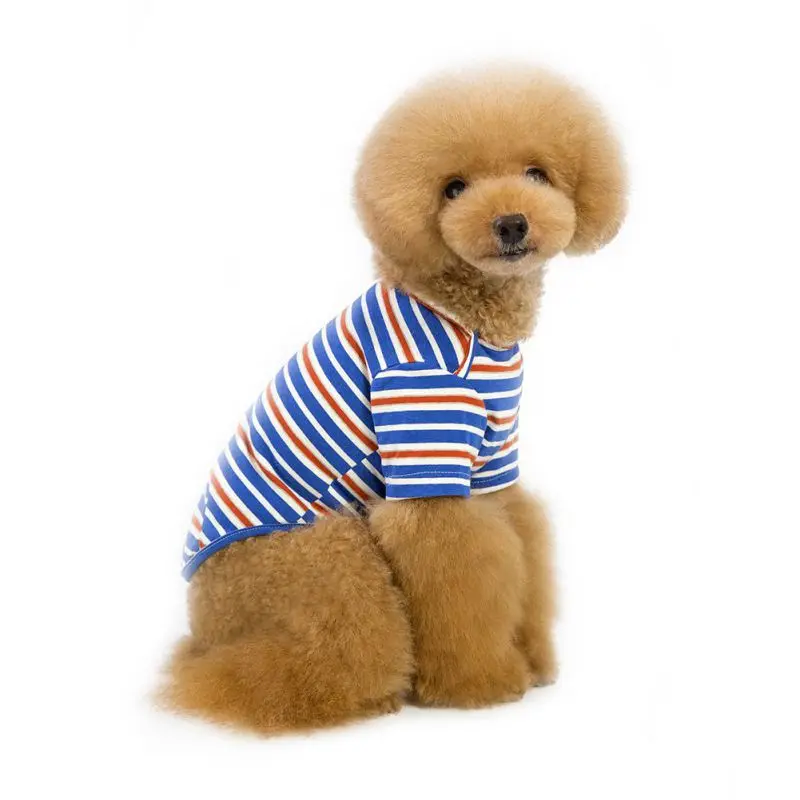 

Pure Cotton Bottoming Clothes Pajamas Dog Coats Costume Shirts Pet Tri-color Striped Cotton Base Coat Yellow Large Size Stripes