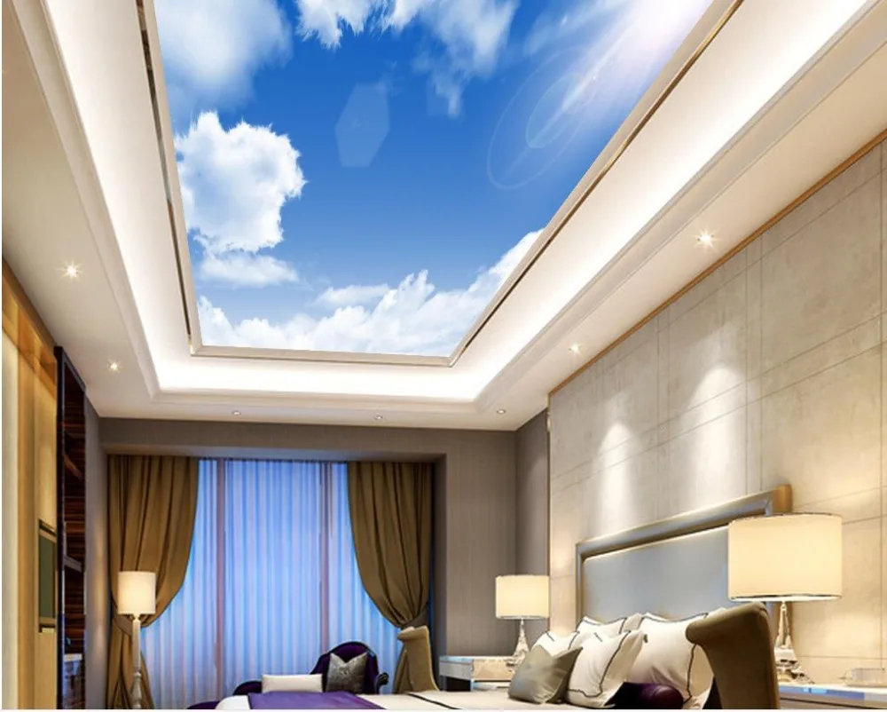 

3d wallpaper mural Blue sky cloud ceiling Custom 3d photo wall paper ceiling Wall Decoration Non woven Fresco