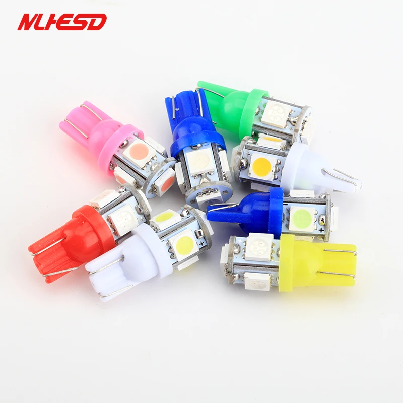 100 шт./лот грузовик светодиодный 24V T10 W5W 5 SMD 5050 светодиодный 5SMD 5 светодиодный габаритный фонарь парковки светильник индикатор лампы для чтения белого и синего цвета 24V