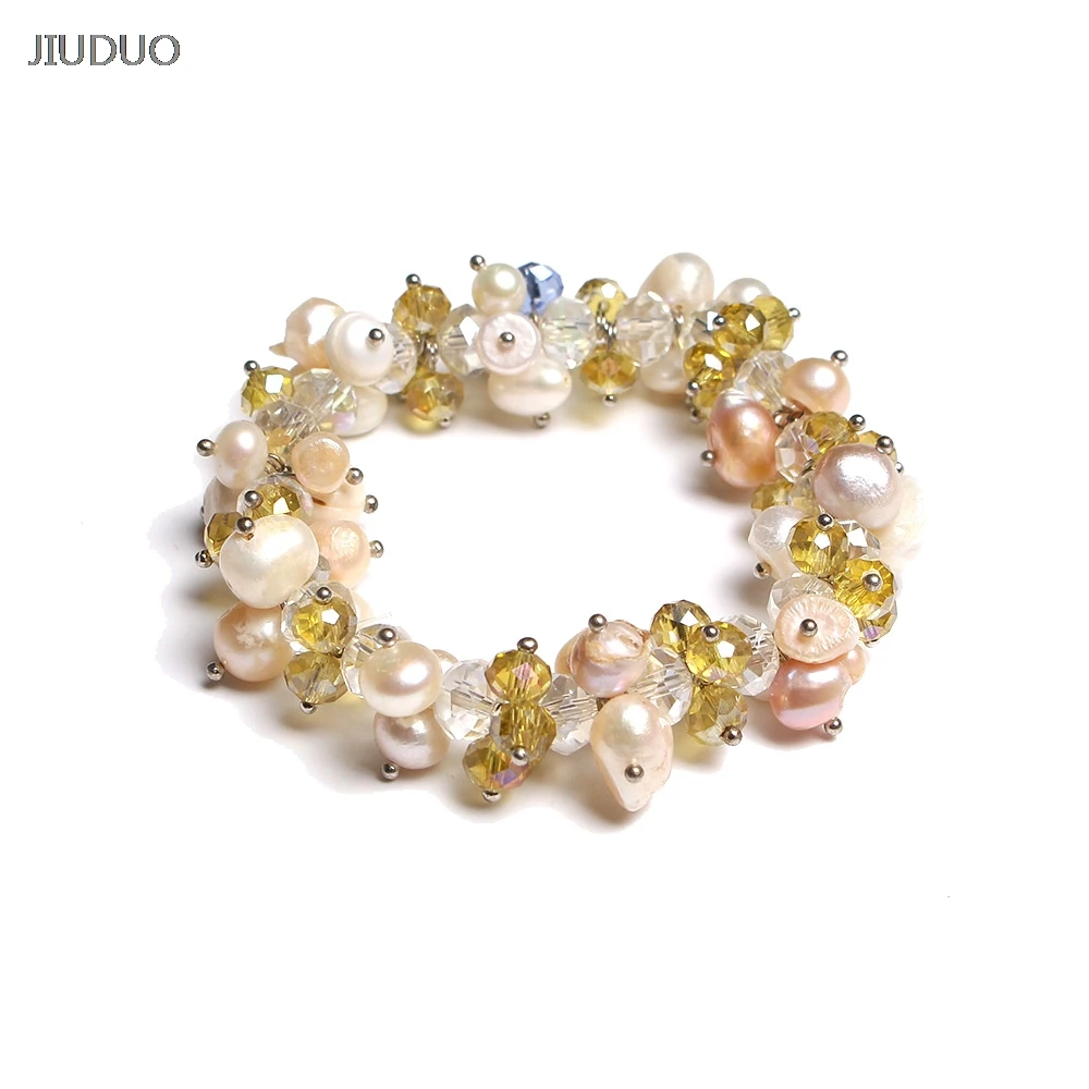 

JIUDUO Free shipping natural fresh water cultured pearl bracelet crystal bracelet neutral fashion gifts wholesale manufacturers