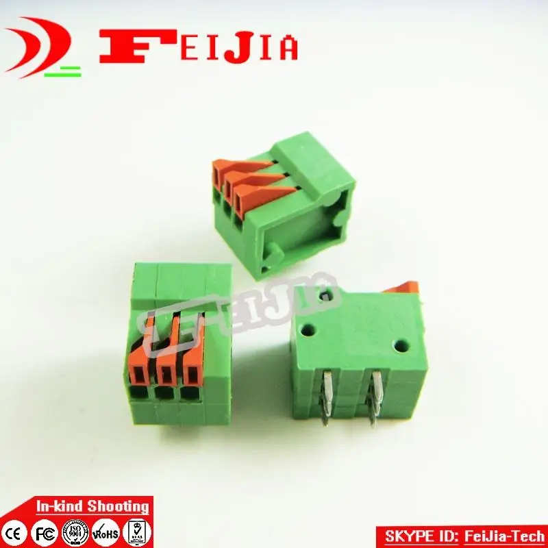 20 шт./лот 141R 2.54 3P 3Pin PCB пружинный клеммный блок ROHS разъем шаг 2 54 мм Бесплатная