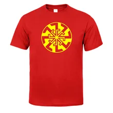 Коловрат в Перун Для мужчин; короткий рукав o-образным вырезом Harajuku футболка Для мужчин лето Повседневное белая футболка