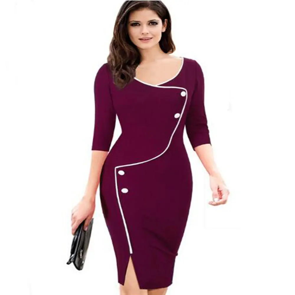 3XL размера плюс Брендовое женское весенне-осеннее платье Модное Элегантное облегающее миди платье-карандаш офисное платье на пуговицах Vestidos