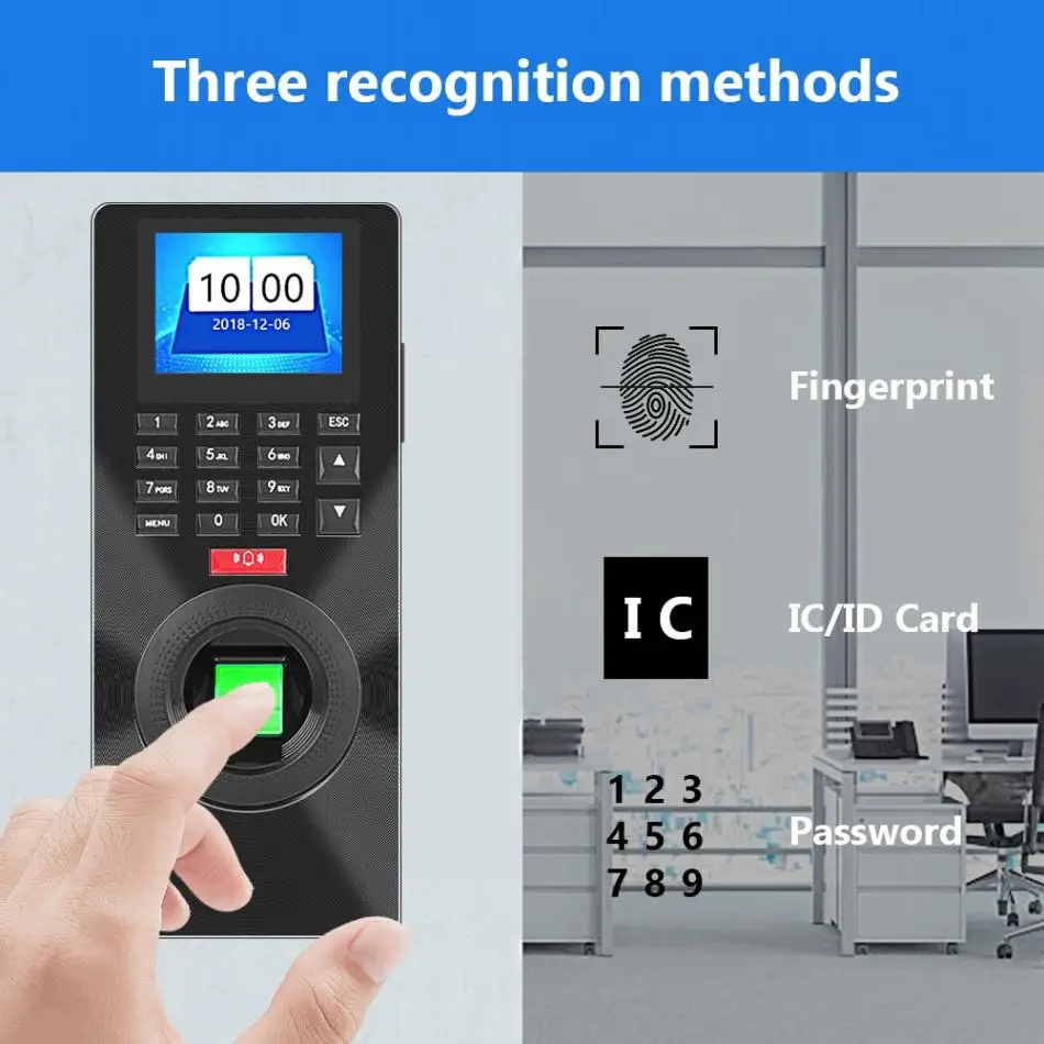 2,4 дюйм(ов) отпечатков пальцев машина для регистрации паролей система контроля доступа Анти-сигнализация о разрушении Высокая точность