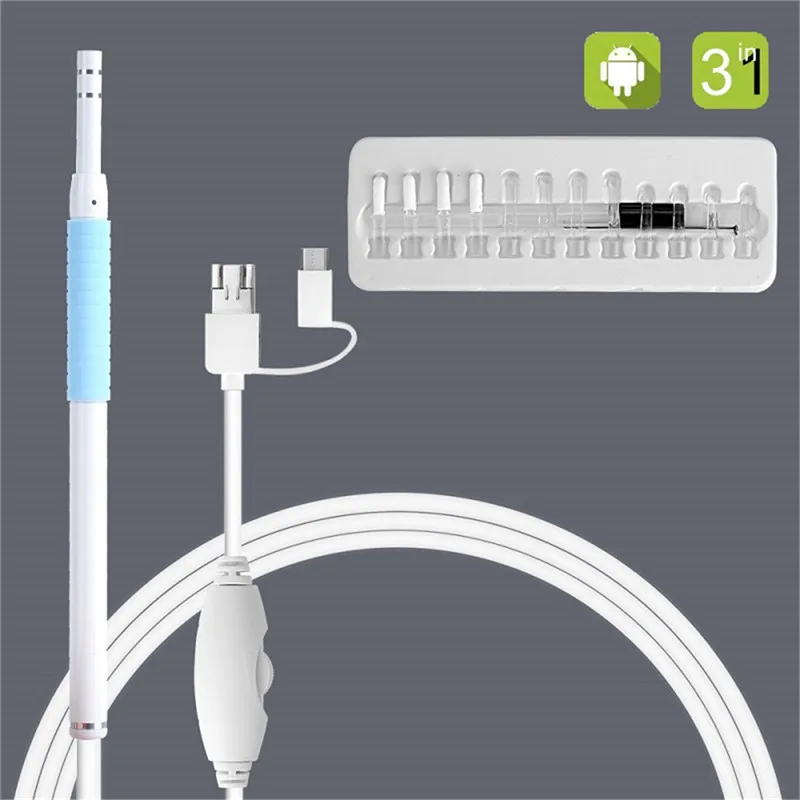 

kebidumei 3 in 1 Medical Otoscope Wifi Ear Cleaning Otoscope Integrated 5.5mm Ear Pick Tool Visual Ear Spoon Camera Endoscope