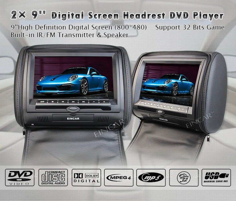 Perfect Black Car Headrest DVD Player 9