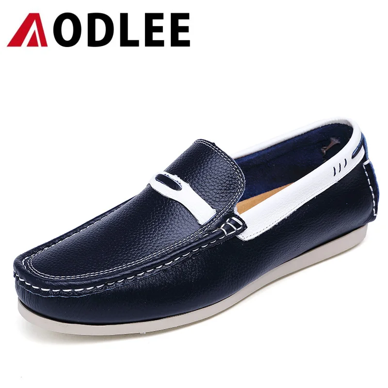 

AODLEE Mens Loafers Genuine Leather Slip on Superstar Fashion Casual Mens Shoes Men's Flats Shoes Driving Shoes Zapatos Hombre