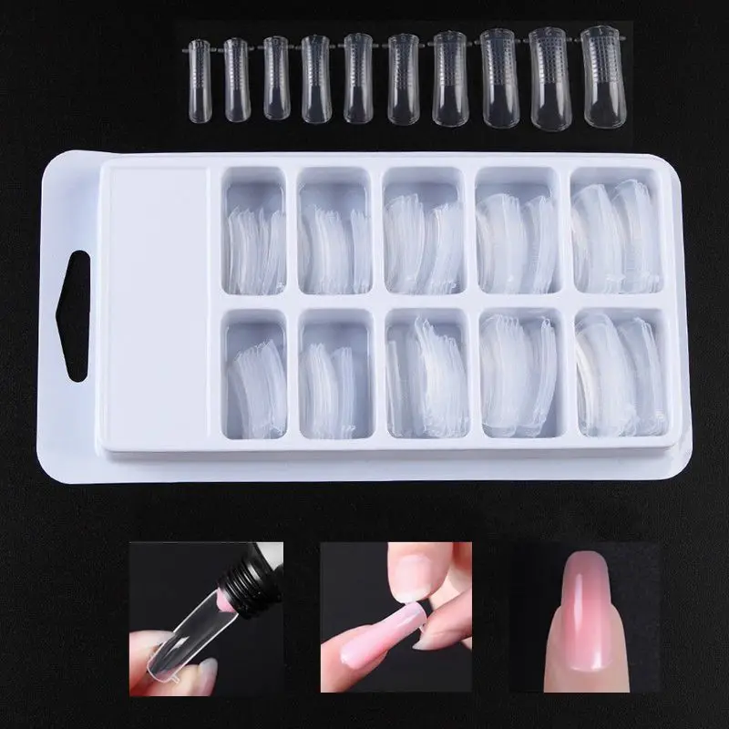 

100Pcs/Box Quick Building Poly Gel Mold False Nail Tips Nail Art UV Builder Gel Fake Nails Tips Manicure Nail Extension Kit NT01
