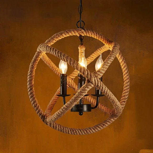 Loft Style Nordic Retro Vintage Clothing Coffee Hall Rope Loft Style Nordic Retro Vintage Clothing Coffee Hall Rope Chandelier Industrial Lamp Replicate Restoration Hardware