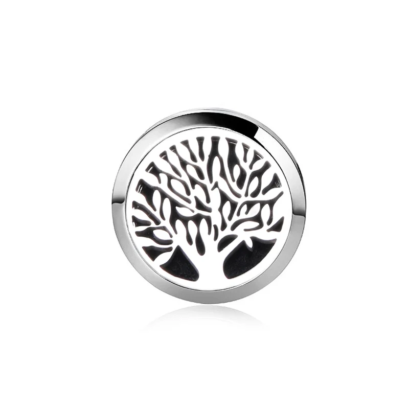 

New Charm Tree of Life Stainless Steel Aroma Brooch Badge Perfume Box Aromatherapy Essential Oil Diffuser Locket Brooch Jewelry