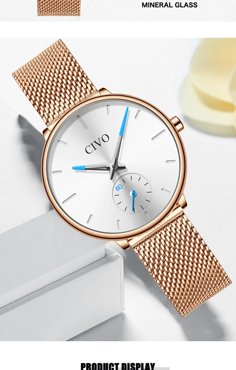 CIVO женские часы женские s Лидирующий бренд Роскошные Кварцевые часы водонепроницаемые стальные сетчатые ремешок женские часы-браслет Montre Femme