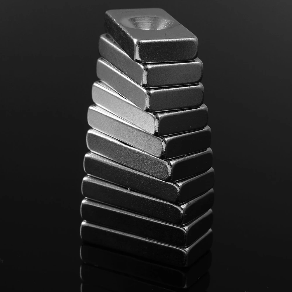 10pcs N52 Big Super Strong Block magnetic Magnet 20x10x4mm sigle hole Rare Earth Neodymium magnets