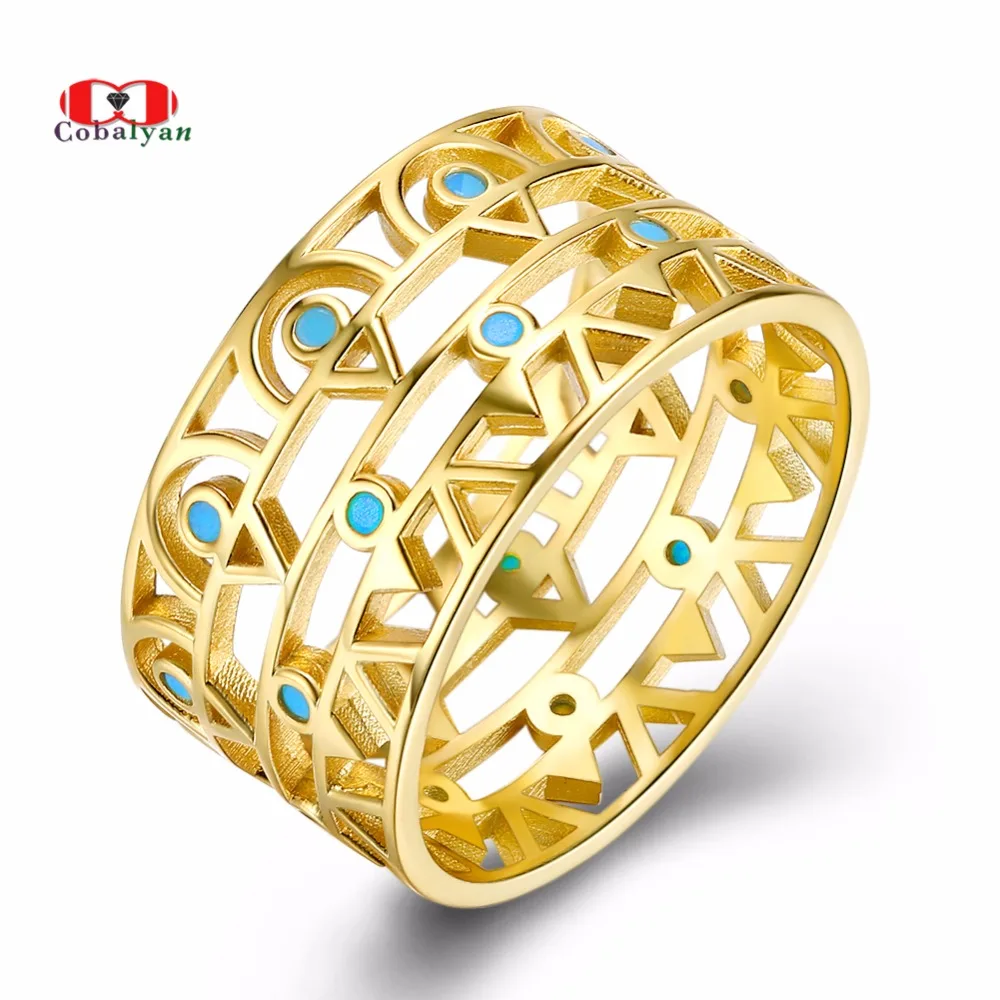 Allencoco Vintage 925 Sterling Silver Blue Stone Concise Hollow Out Women Girl Finger Rings Jewelry for Men Full Sizes | Украшения и