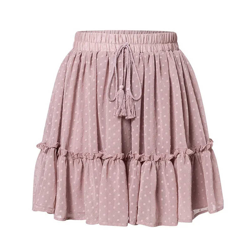 Natural High Waist A Line Mini Skirt Pleated Ruffle Cute Beach Short Skirt Fashion Sweet Mini Women Girls Short Skirts 35AP24 (7)