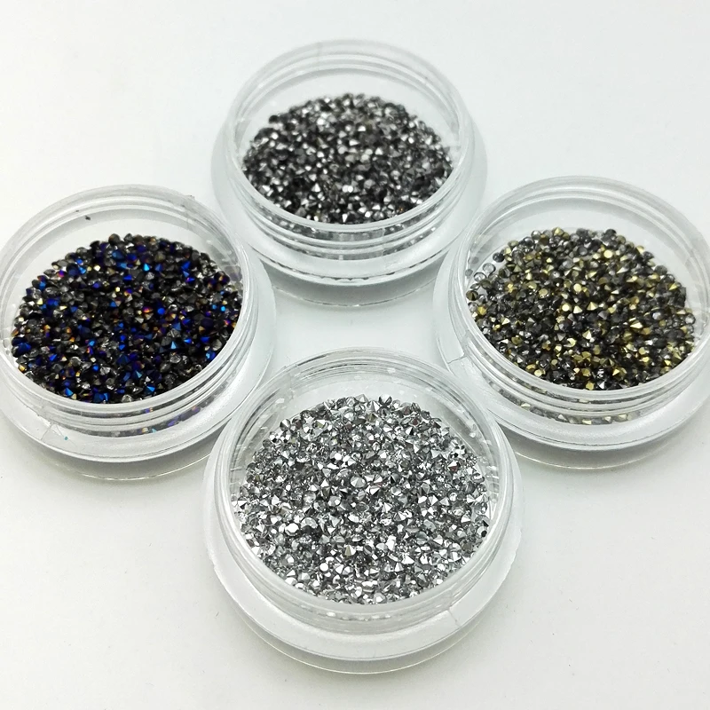 

450Pcs/Box 1.2mm Micro Nail Rhinestones Zircon Mini Sharp Bottom Rhinestones Manicure 3D Nail Art Decorations