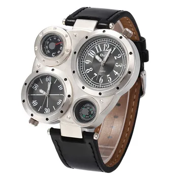 

OULM 9415 Original Brand Watches for Men Dual Time Compass Quartz Watch Relogio Militar Masculino Grande Montre Homme Boussole
