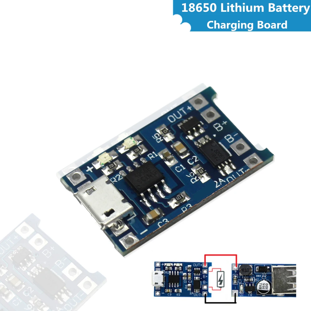 5V 1A Micro USB 18650 Lithium Battery Charging Board Charger Module+Protection Dual Functions TP4056