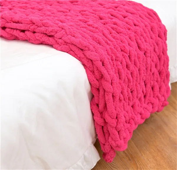 Cilected вязаное одеяло ручной работы из толстой пряжи акриловая шерсть объемное вязаное одеяло теплое зимнее одеяло для дивана и кровати s - Цвет: B32K05
