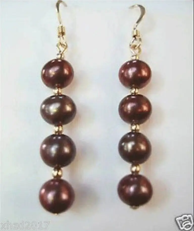 

Hot sale new Style >>>>Charming! 8mm Chocolate Shell Pearl Earring -Top quality free shipping