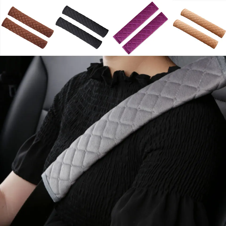 

2Pcs/Set Car Seat Belt Pads Plush Soft Seatbelt Cover Cushion Shoulder Strap Protector 33cm Seatbelt Covers Black Pink Gray