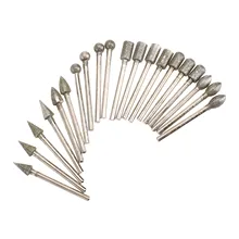 20 pièces Dremel accessoires diamant têtes de meulage Mini perceuse fraises jeu de forets pour Dremel outil rotatif meulage accessoires 3mm tige(China)