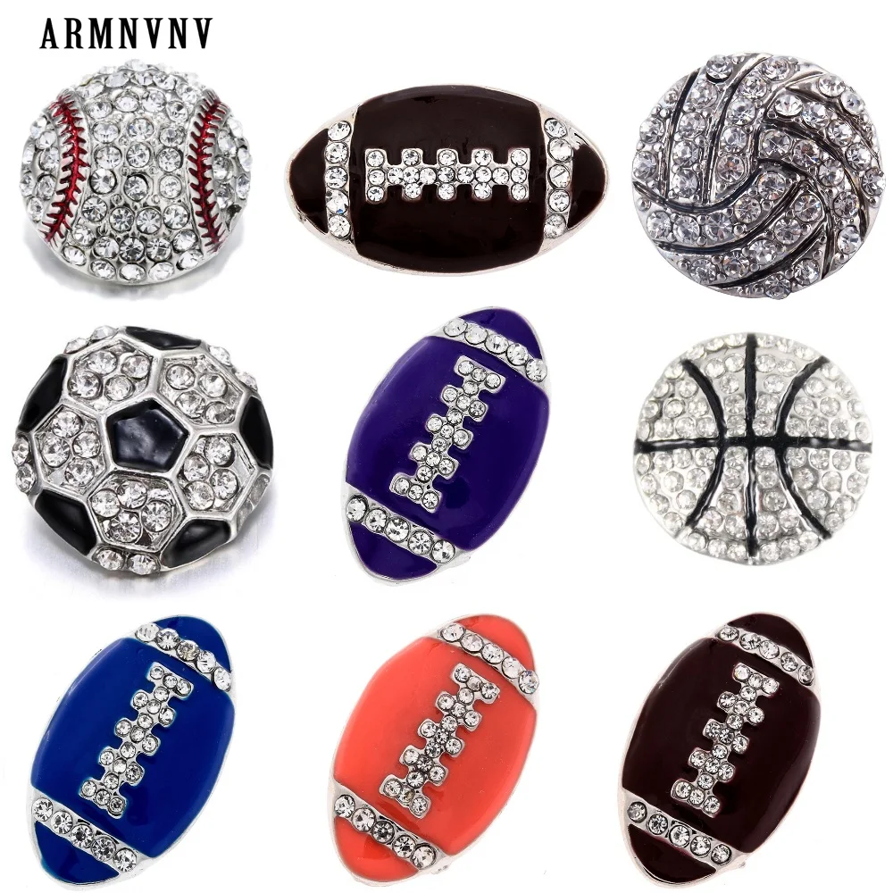 10pcs Gingembre 18 mm de Basket-Ball Shape Alliage boutons pressions Fit Snap Bracelet Collier