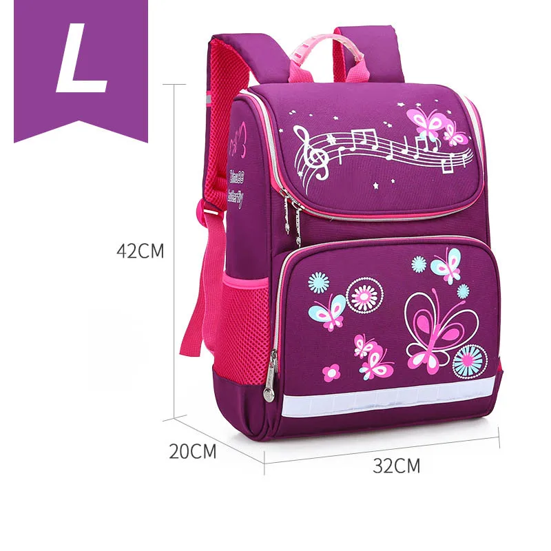 Новые детские школьные сумки для девочек, школьный рюкзак с бабочкой, детский Ранец для мальчиков, рюкзак для девочек, школьный космический рюкзак - Color: large size purple