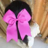 2 PCS 6 inch Bow WITH Elalstic Bobble Loop Big Cheer Leading Hair Bow Ribbons Baby Girls 4