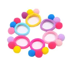 

2pcs Children Hair Ring Winter Girls Rubber Band Headdress Candy Color Cute Baby Head Flower Ornaments Hair Accessories