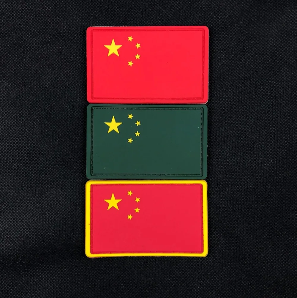 

Rubber China Flag Patch Hook 3D PVC Tactical Patches Red Green Color Military Armband Combat Brassard 8*5