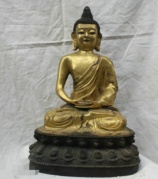 

bi003424 Chinese Tibet Tibetan Buddhism Temple Gold Bronze Statue Base Sakyamuni Buddha