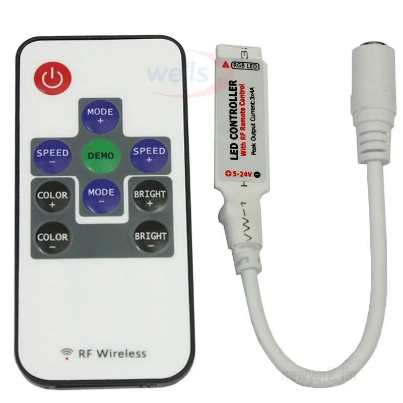 

Mini RF RGB LED Controller with Wireless Remote Control for 5050 3528 LED Strip