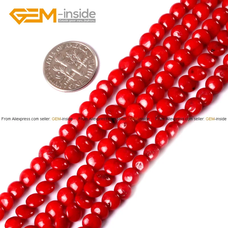6mm Coin Coral Beads Fashion Jewelry Beads Jewelry...