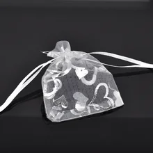 Органза, органза, ювелирные изделия, сумки, тянущиеся, прямоугольник, белое сердце, узор 9 см x 7 см(3 4/" x2 6/8"), 4 шт., новинка