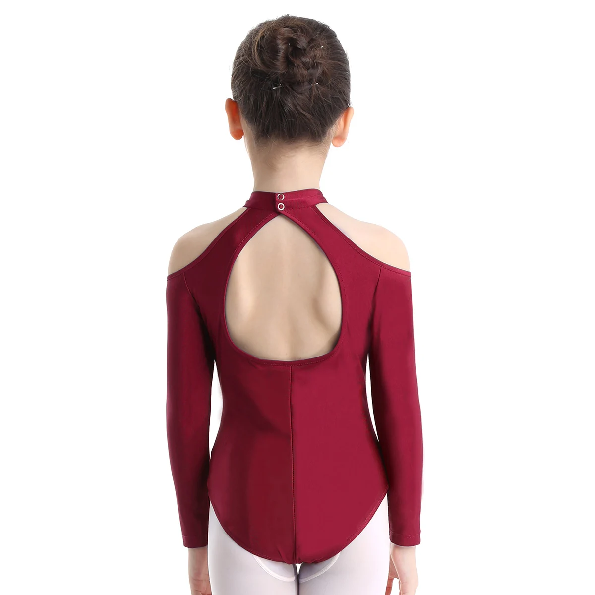Iiniim/комбинезон для девочек с открытыми плечами, длинными рукавами и вырезом на спине, балетный танцевальный гимнастический купальник, детский комбинезон, боди