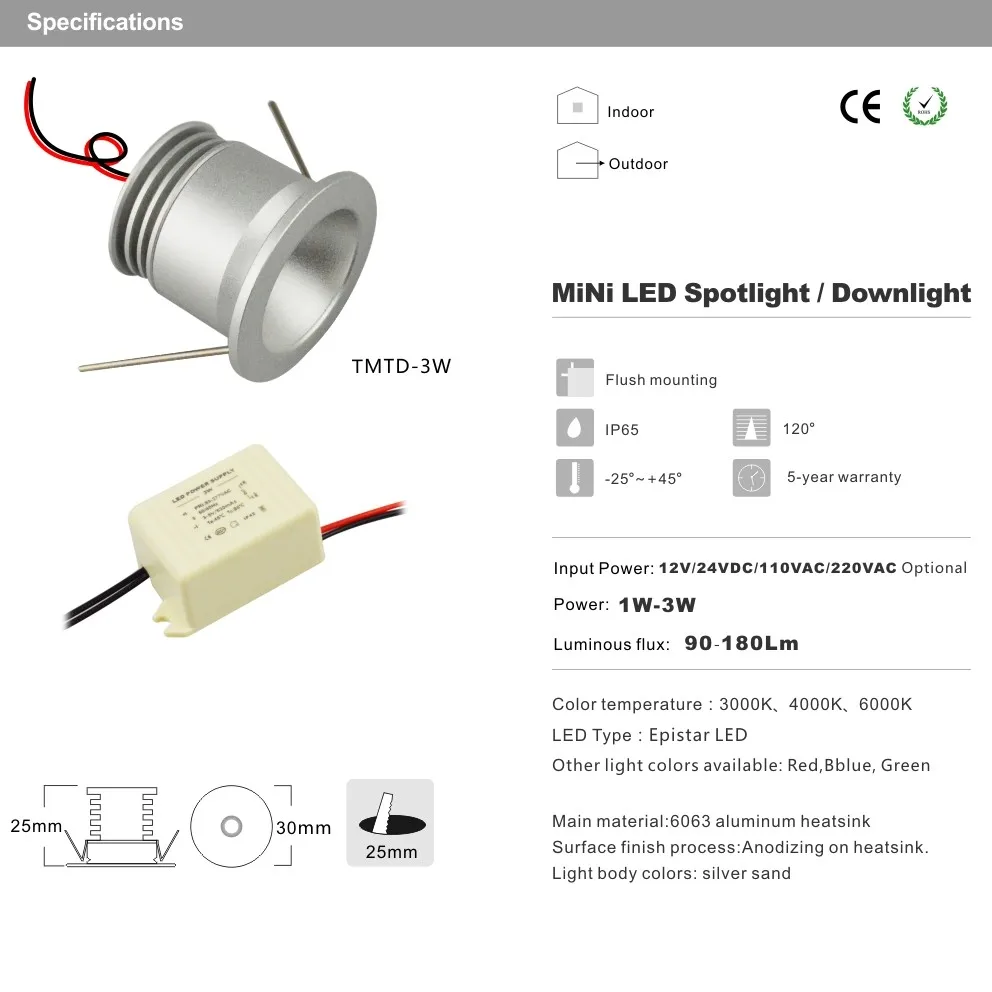 Mini 3W LED spotlight Downlight-2