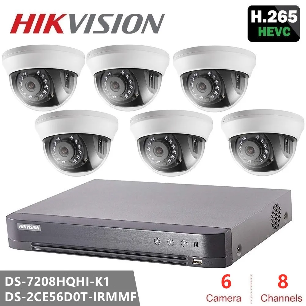 

Hikvision Surveillance Kits DS-7208HQHI-K1 Turbo HD DVR + DS-2CE56D0T-IRMMF HD 1080p Indoor IR Dome Camera TVI/AHD/CVI/CVBS