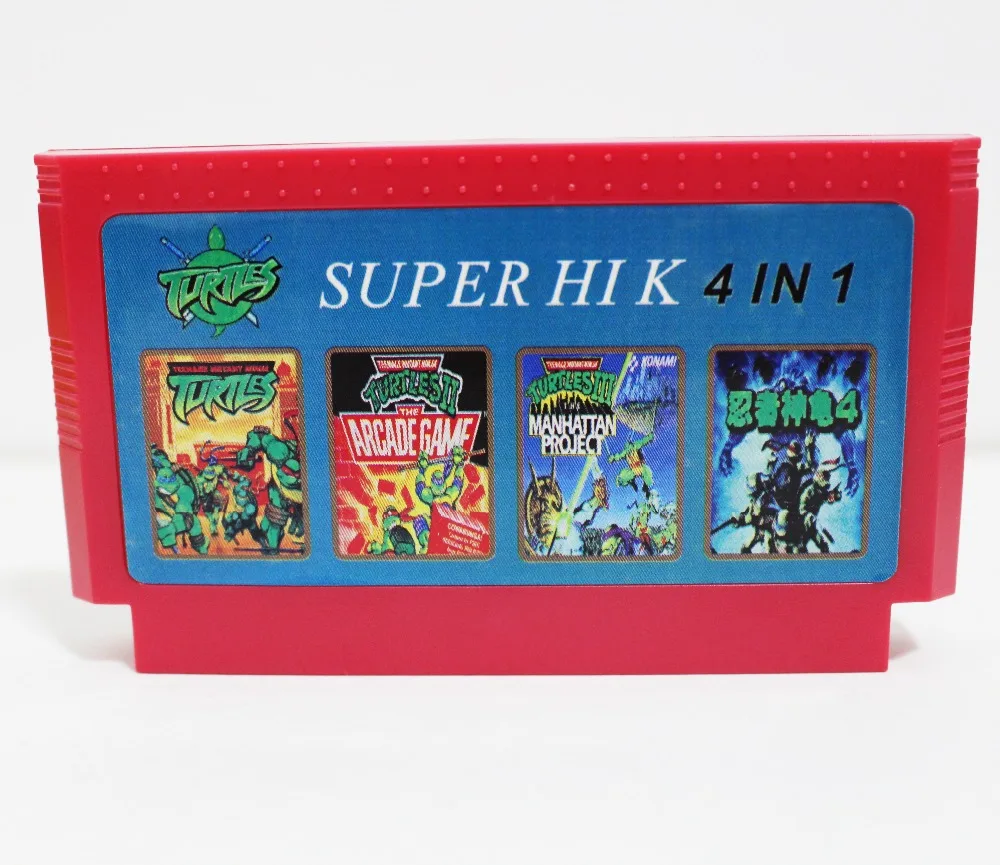 Super HIK 4 в 1(Черепашки Ниндзя 1 2 3 4) 8 бит 60 Pin игровая карта Прямая поставка