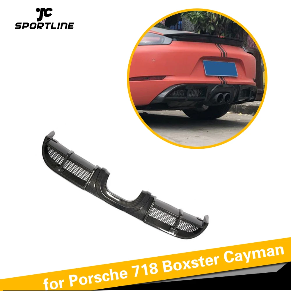 

For Porsche 718 Cayman Boxster 2016 - 2018 Rear Bumper Lip Diffuser Spoiler Apron Splitters Carbon Fiber Protector