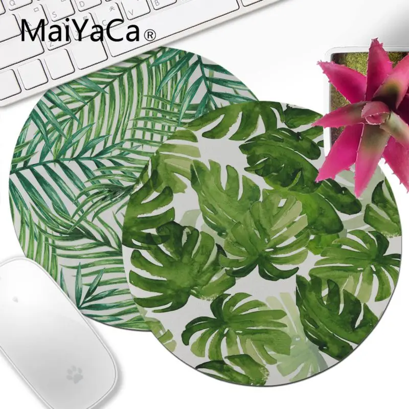 

MaiYaCa Green Leaves Mouse Pad Durable Desktop Pad Computer Animation Round Mouse Mat Round Mice Pad muismat Gaming Mouse pad