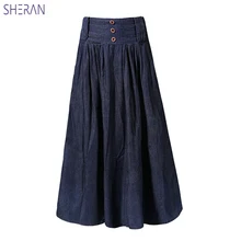 Хорошее качество плюс размер плиссированная джинсовая юбка женская Повседневная Длинная юбка пачка Высокая талия джинсы хараюку юбка летняя одежда