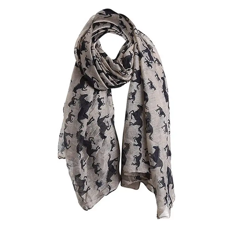  Women Ladies Horse Print Pattern Lace Long Scarf Warm Wrap Shawl handkerchief women's scarves handkerchief hijab scarf 40FE2710